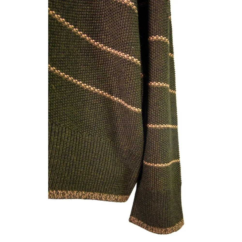 Paige Men's Striped Green Pullover Sweater Long Sleeve Zip Sweater Size XXL